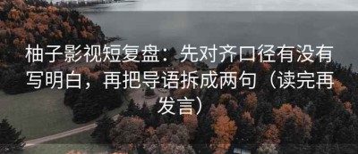 柚子影视短复盘：先对齐口径有没有写明白，再把导语拆成两句（读完再发言）