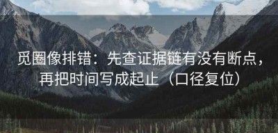 觅圈像排错：先查证据链有没有断点，再把时间写成起止（口径复位）